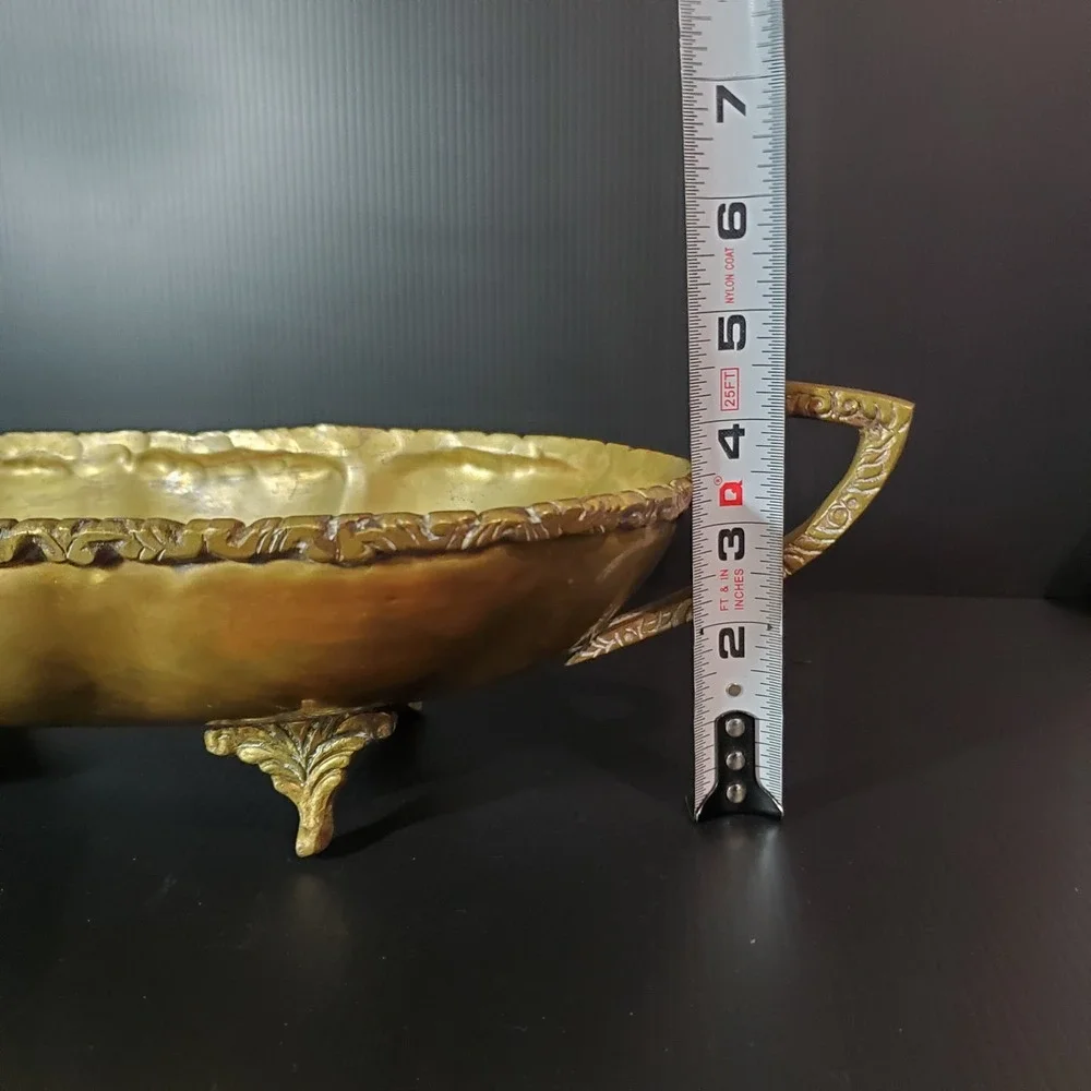 Vintage Hecho En Mexico Copper and Brass‎ Centerpiece Dish Ornate Footed